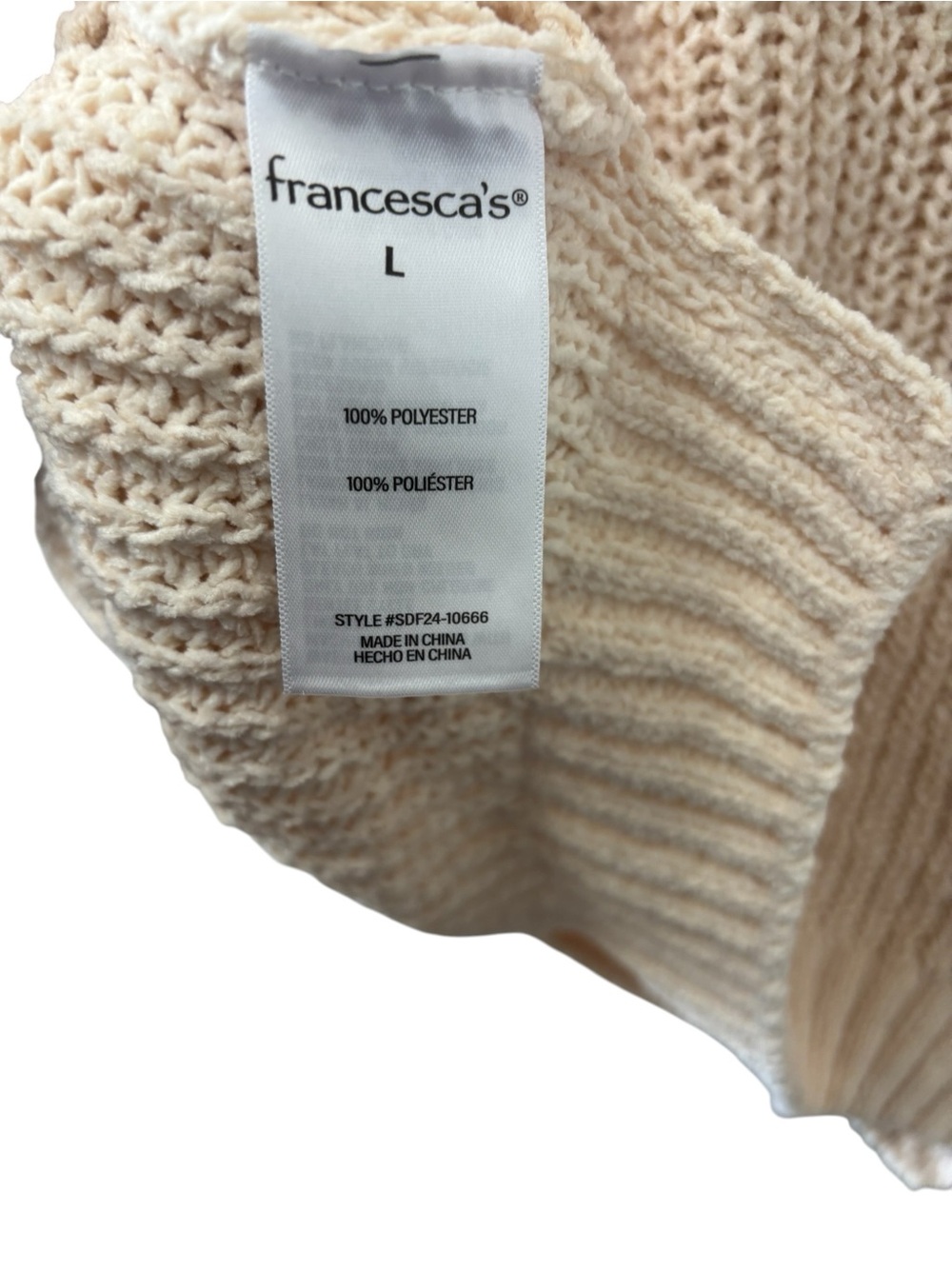 Francescas V-Neck Sweater Striped‎ Size Large NWT Chunky Open Knit Soft Sweater - Picture 6 of 7